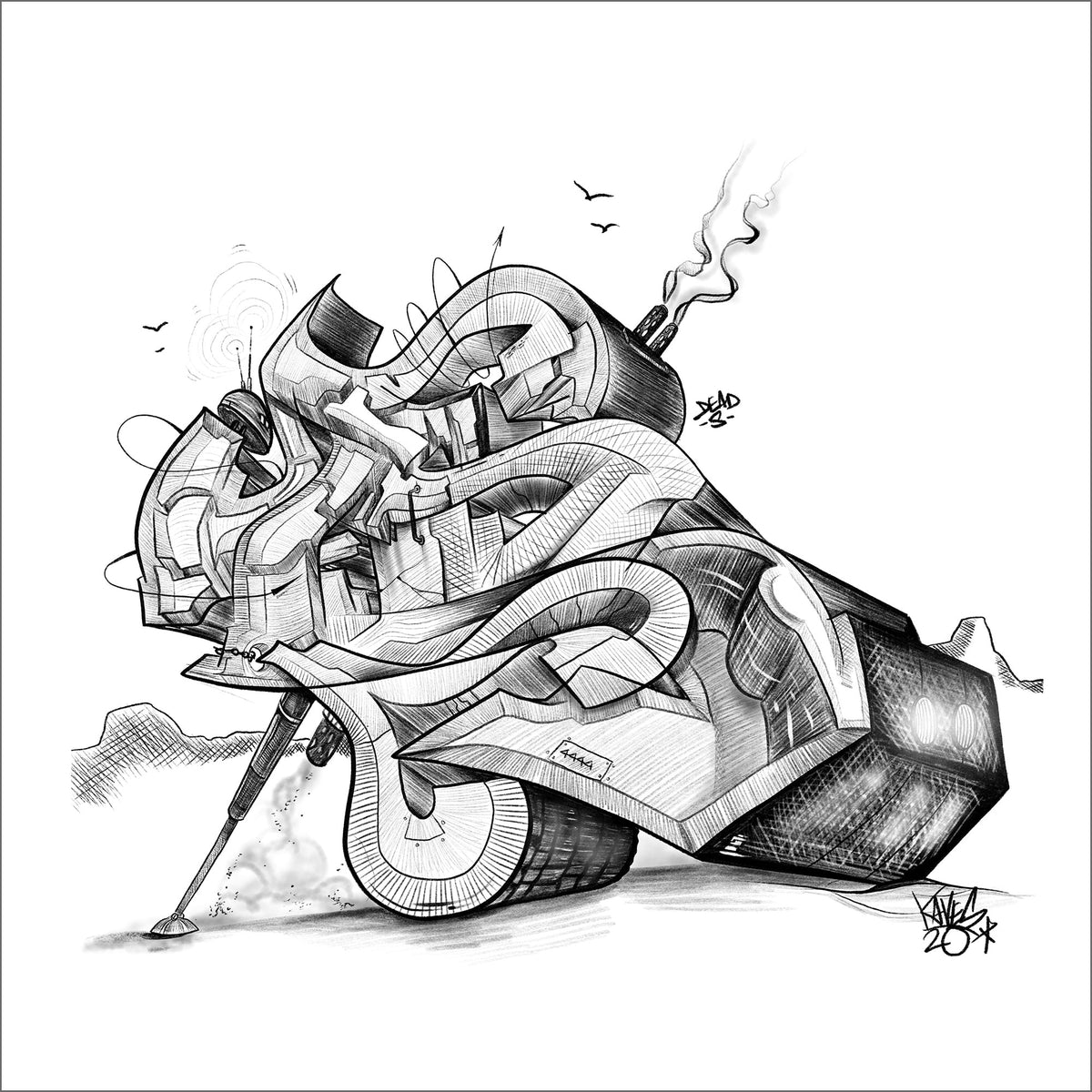 POST APOCALYPTIC S PRINT Pigtown Atelier